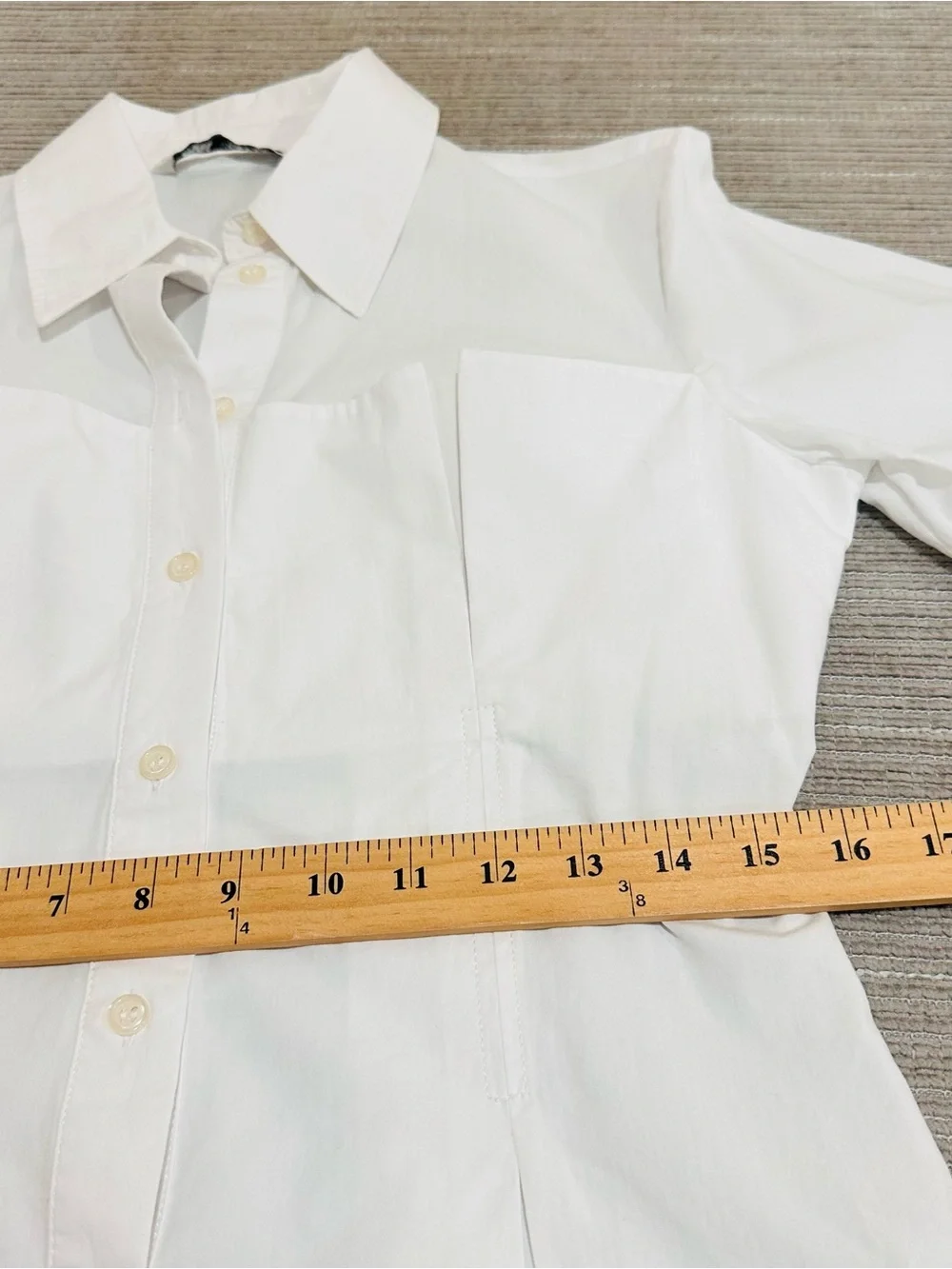 Zara White Poplin Corset Shirt Pleated Waist Ext Cuff Blouse M - Picture 10 of 12